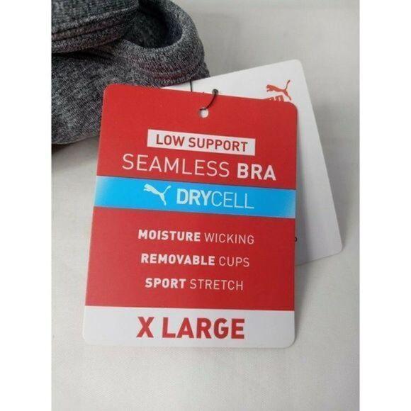 PUMA Women's Seamless Sports Bra Dry Cell Size X Large Color Gray Black Puma New - Picture 12 of 12